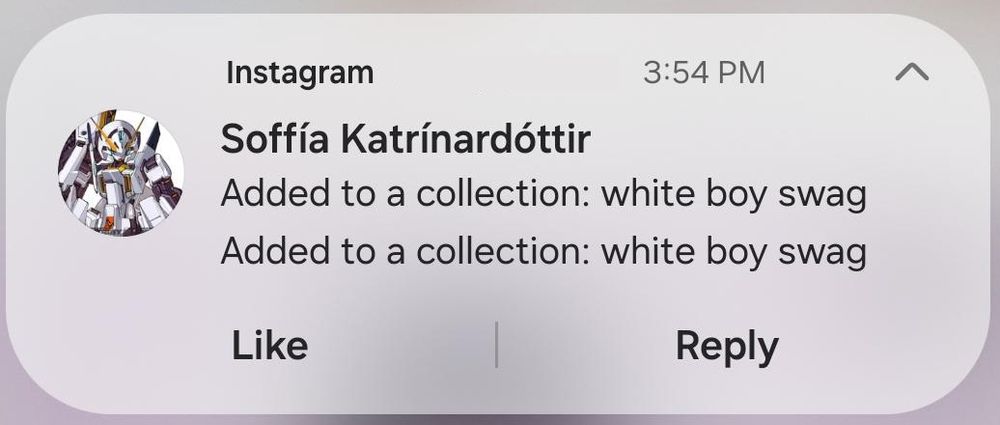 Soffía Katrínardóttir instagram notification
Added to a collection: white boy swag
Added to a collection: white boy swag