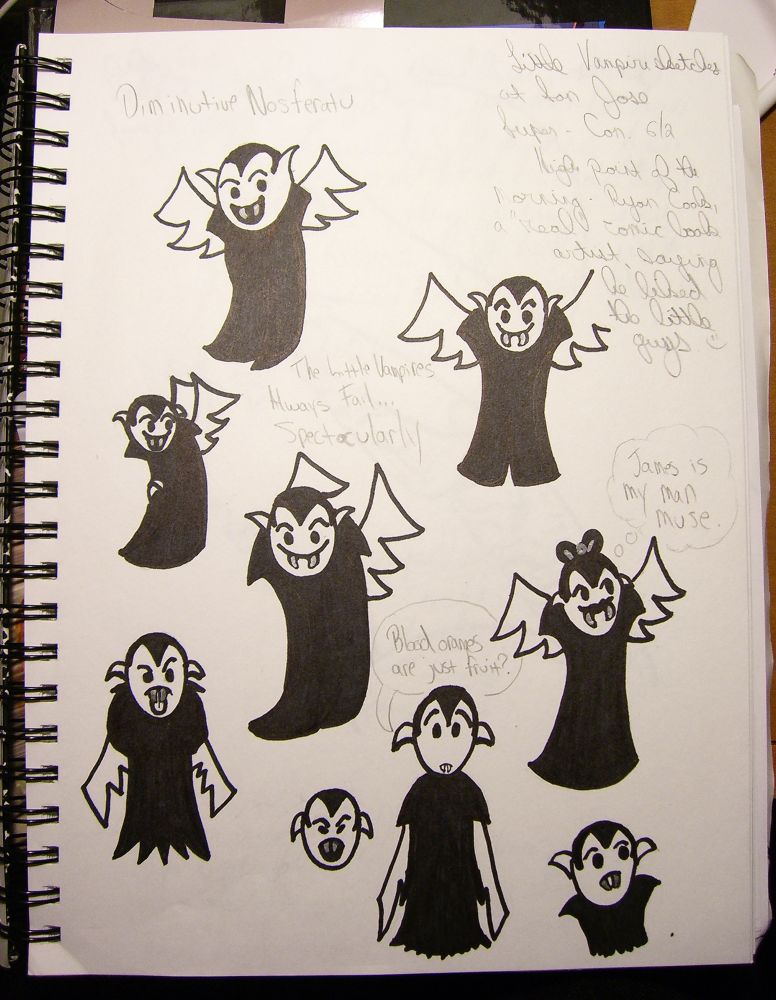 Some of my earliest sketches of the Little Vampires from 2007 drawn with a Sharpie of all things.