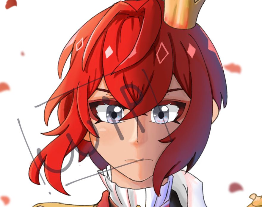 Riddle's Roseheart, staring at the viewer not angry but serious (or at least i hope )