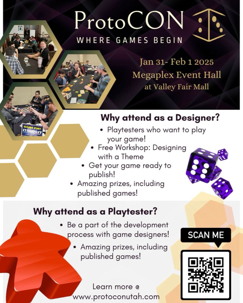 Flyer with information about ProtoCON board game convention