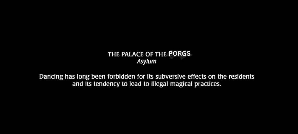 Edited version of the opening text to Janelle Monae's song "Tightrope." The first line has been changed from "The Palace of the Dogs" to "The Palace of the Porgs."