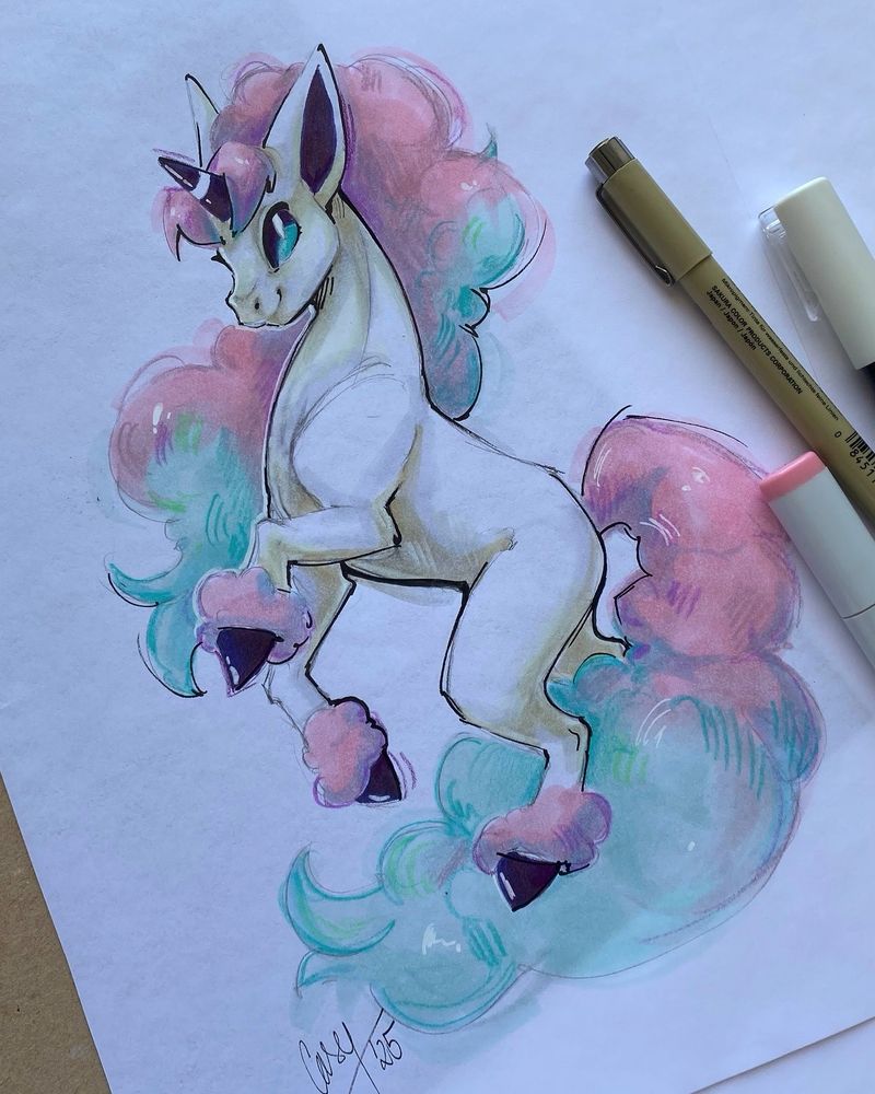 Art of galarian ponyta, drawn with markers
