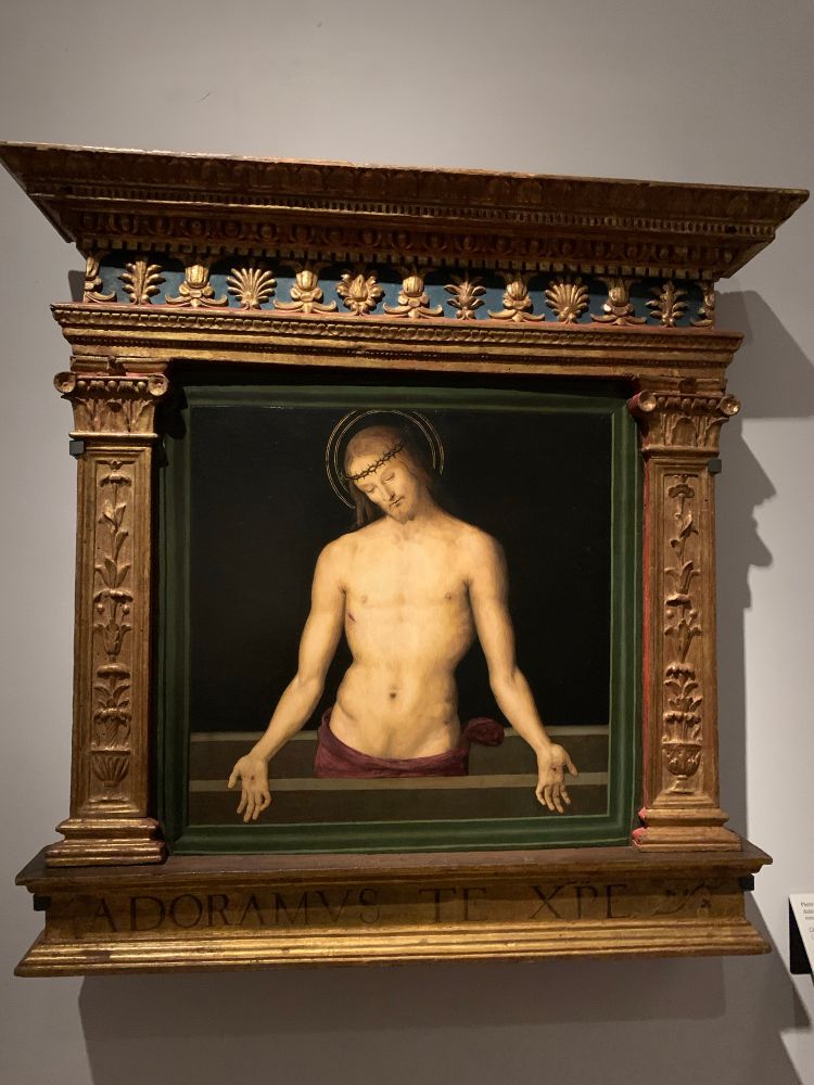 Perugino’s cimasa from the Decemviri altarpiece (1495, Perugia), depicting the risen Christ. 