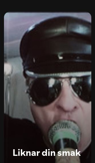 Screenshot from Spotify with text "similar to your taste" with a picture of a man dressed in leader cap and dark shades.