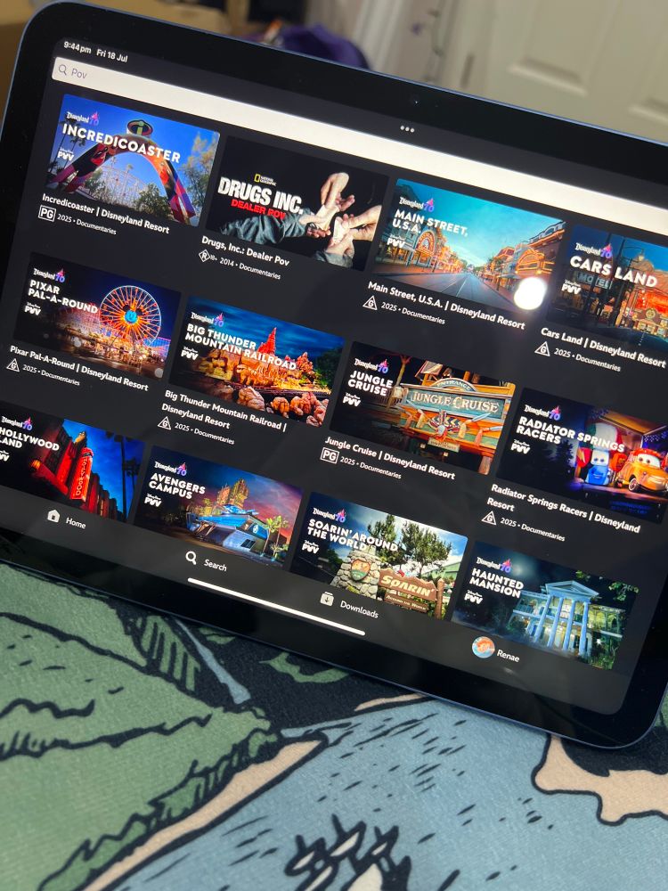Disney plus screenshot showing the new ride point of view videos 