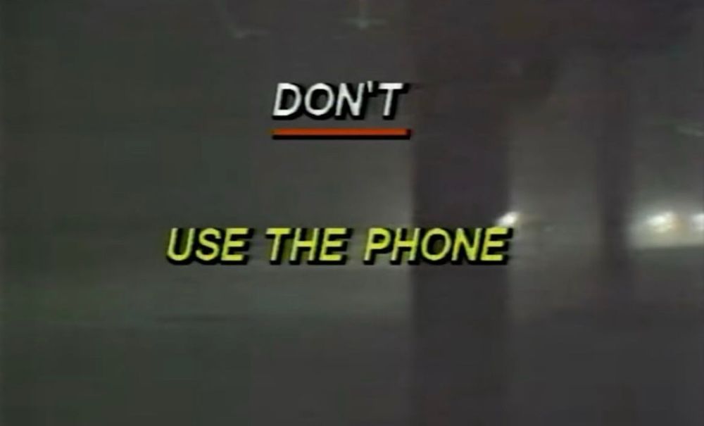 a screenshot of the news from the 80s saying DONT: USE THE PHONE 