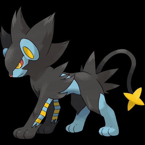 Luxray, a lion-like pokemon with all four feet on the ground.