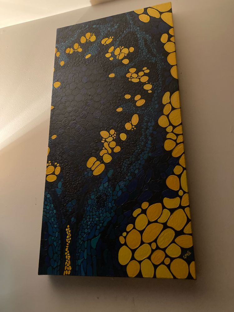 L’image microscope de la plante Valériane, une toile de Geneviève Cinq-Mars