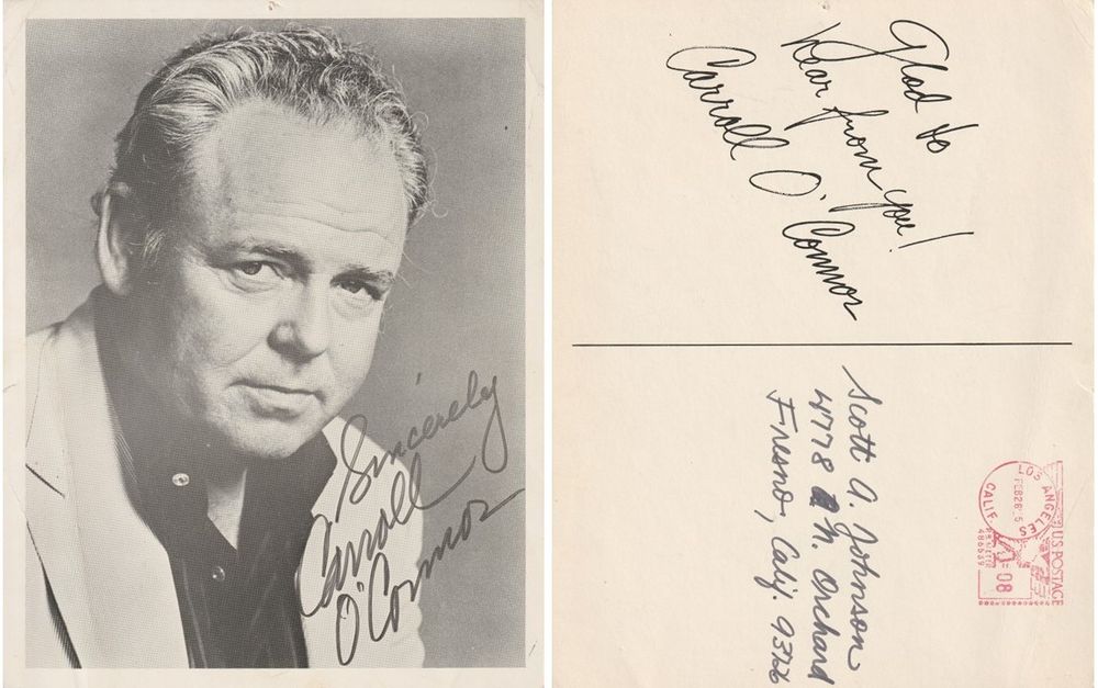 Signed photo of Carroll O'Connor from 1975
