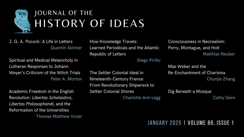 An list of articles featured in the January 2025 issue of the JHI.