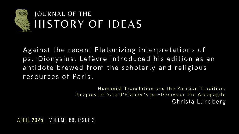 A quote from the article: "Against the recent Platonizing interpretations of ps.-Dionysius, Lefèvre introduced his edition as an antidote brewed from the scholarly and religious resources of Paris."