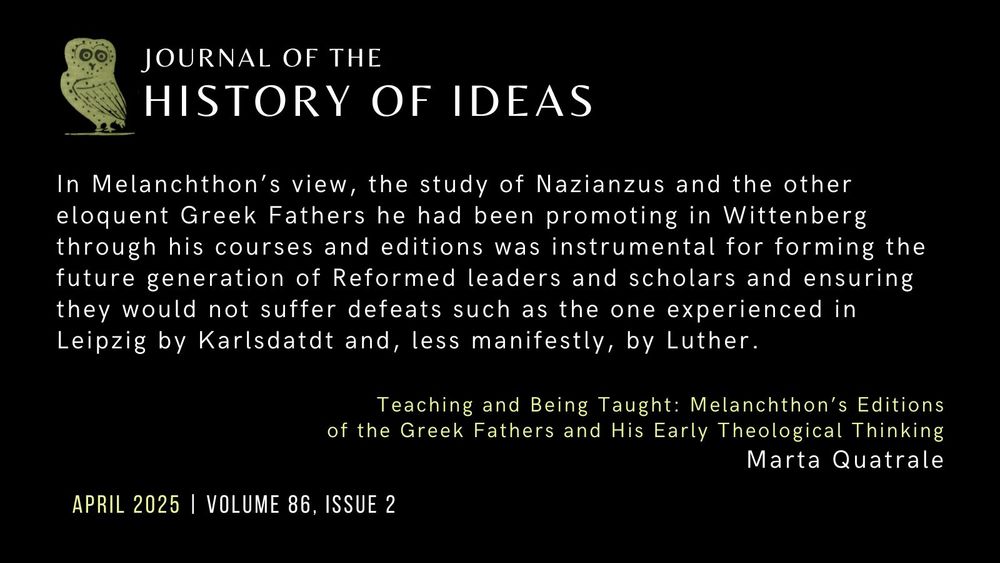 A quote from the article: "In Melanchthon’s view, the study of Nazianzus and the other eloquent Greek Fathers he had been promoting in Wittenberg through his courses and editions was instrumental for forming the future generation of Reformed leaders and scholars and ensuring they would not suffer defeats such as the one experienced in Leipzig by Karlsdatdt and, less manifestly, by Luther."
