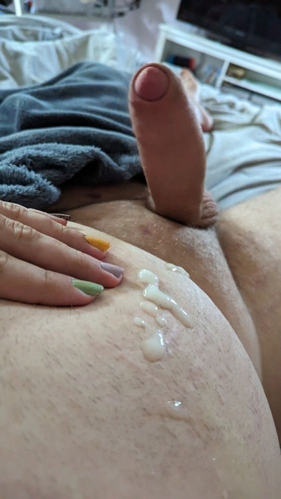 me, erect and having just came on my stomach