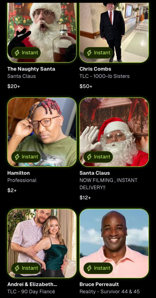 Cameos available on Christmas Day with instant delivery 