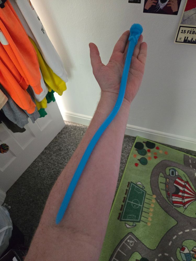 silicone sounding rods that reaches from the tip of my fingers to past my elbow
