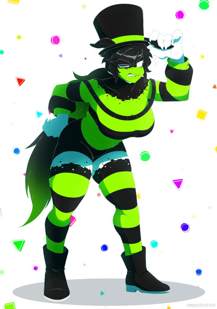 An illustration of Hina with horse ears and tail. 