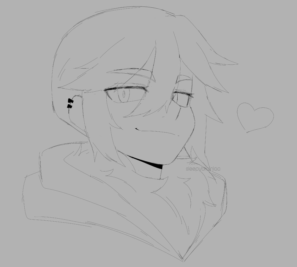 A sketch bust of Damien.