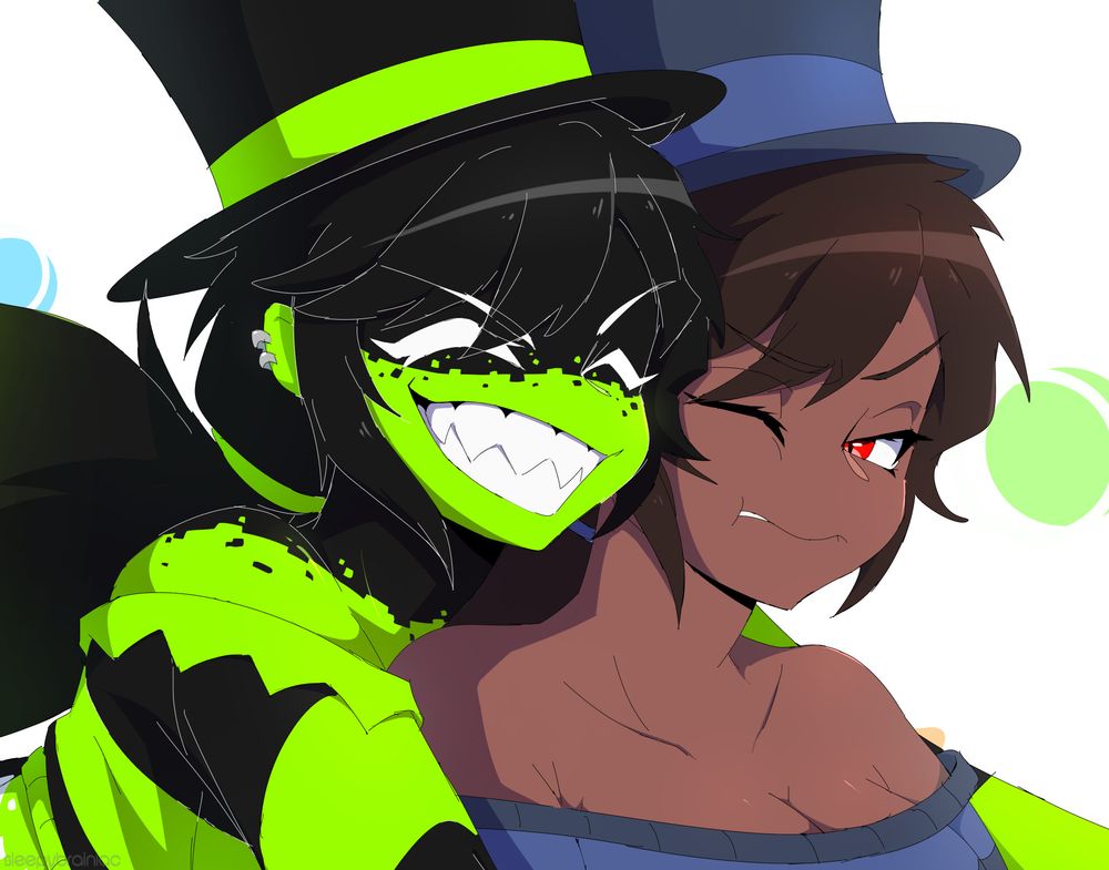 A close up of Hina and Nina's faces