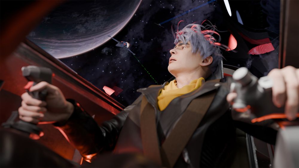 Ashlee looks to shake off the pursuit of another Crossbow. She is in a doubly precarious situation without a flight suit.