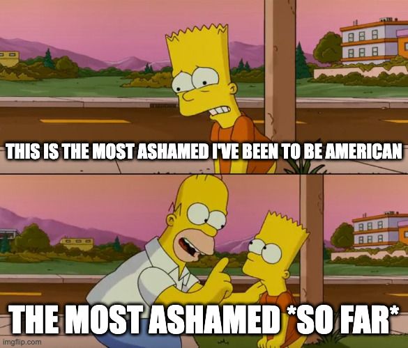 Bart: "This is the most ashamed I've been to be American"
Homer: "The most ashamed *so far*!"