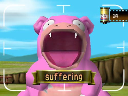 slowbro from pokemon snap mid scream, suffering, of course