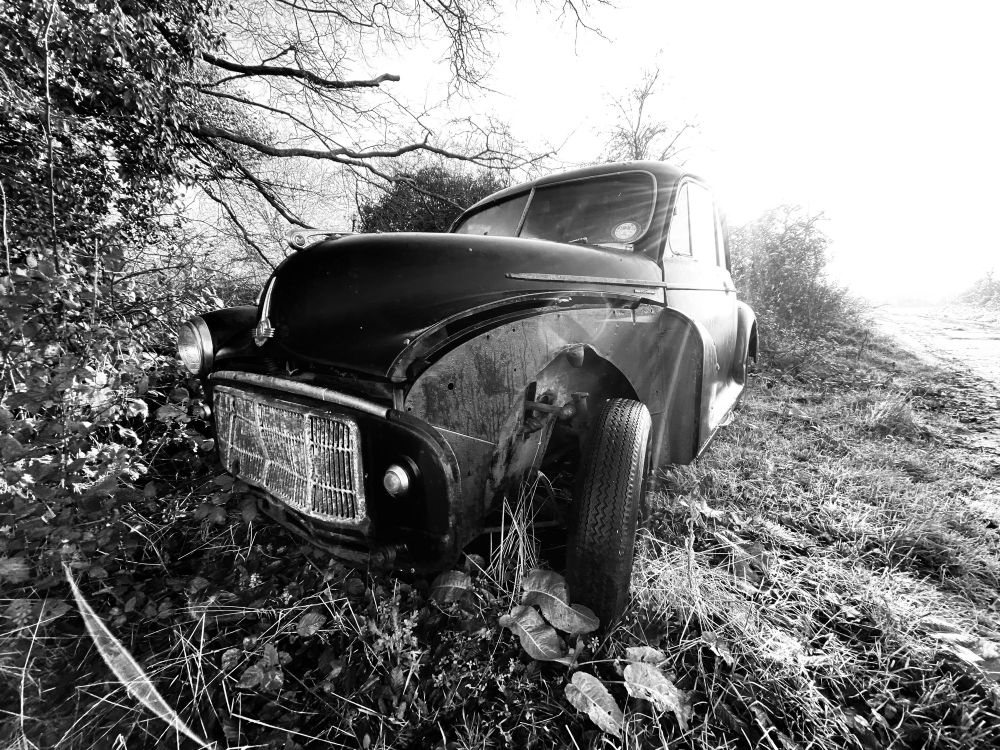 Abandoned Morris Minor discovered today at an isolated location in Norfolk.