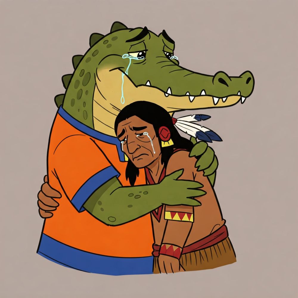 A crying Florida Gator hugs a crying Florida State Seminole after yet another mass shooting that no one will do a fucking thing about. 