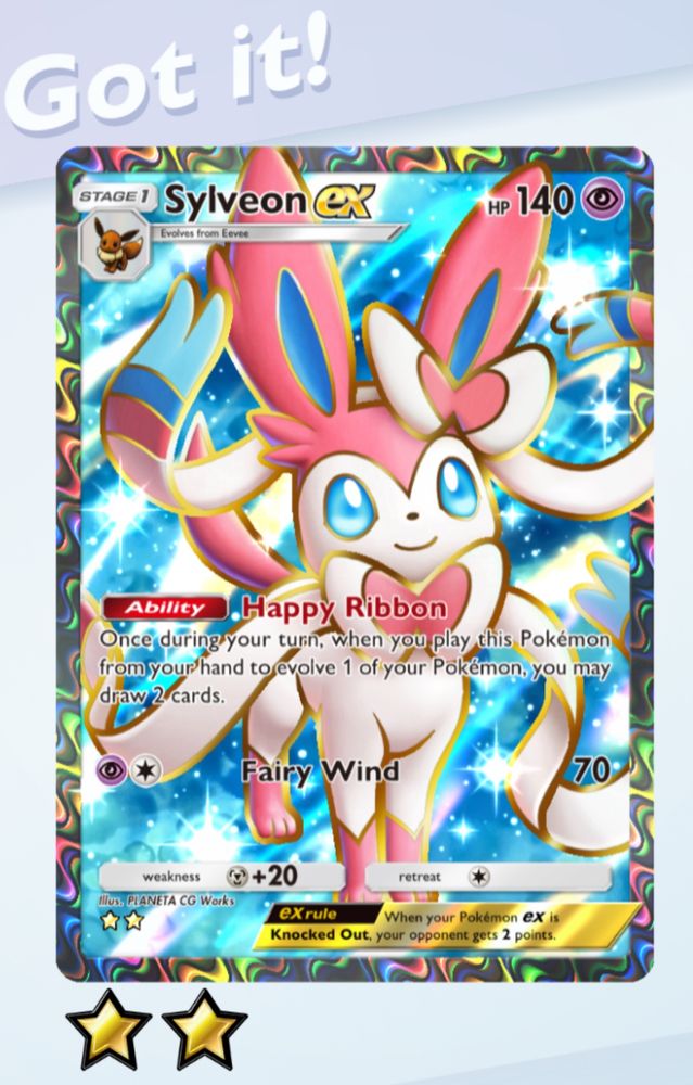 Screenshot of a 2-star Sylveon ex card