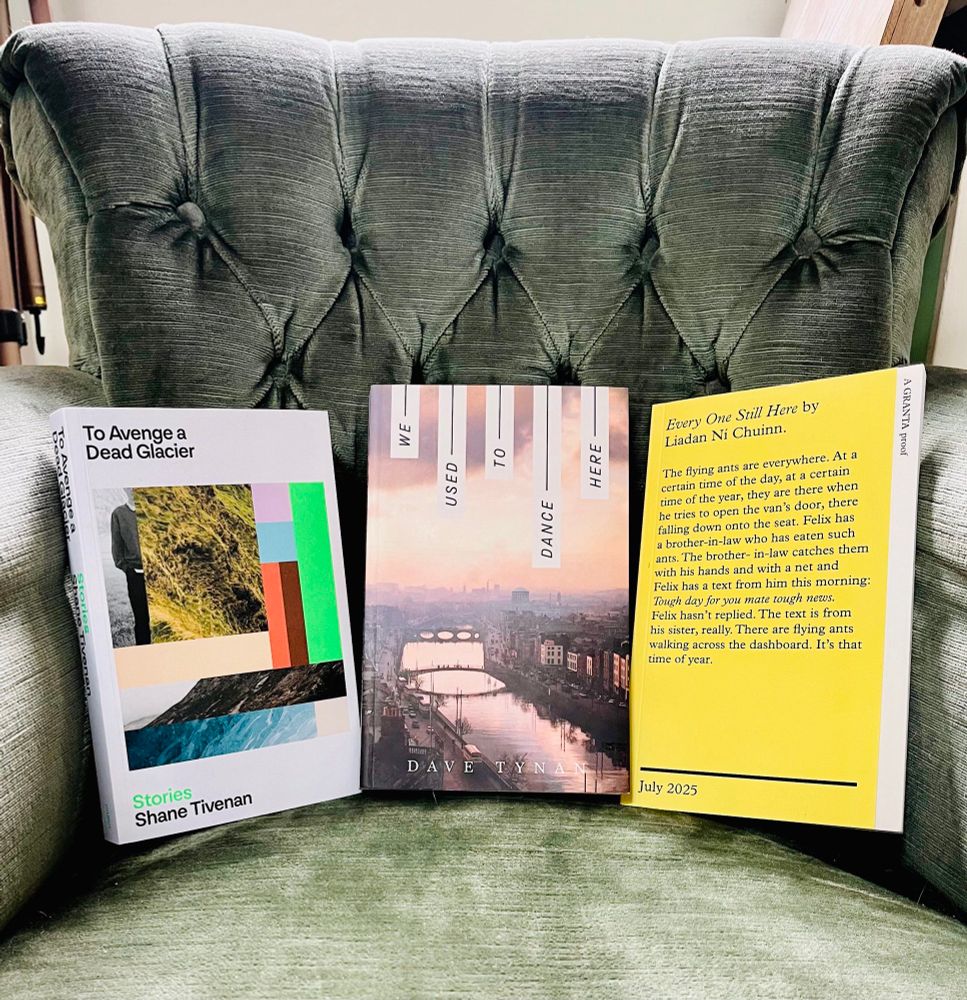 Liadan Ní Chuinn, Every One Still Here @stingingfly.bsky.social & @grantabooks.bsky.social 
Dave Tynan, We Used to Dance Here @grantabooks.bsky.social 
Shane Tivenan, To Avenge a Dead Glacier @lilliputpress.bsky.social 