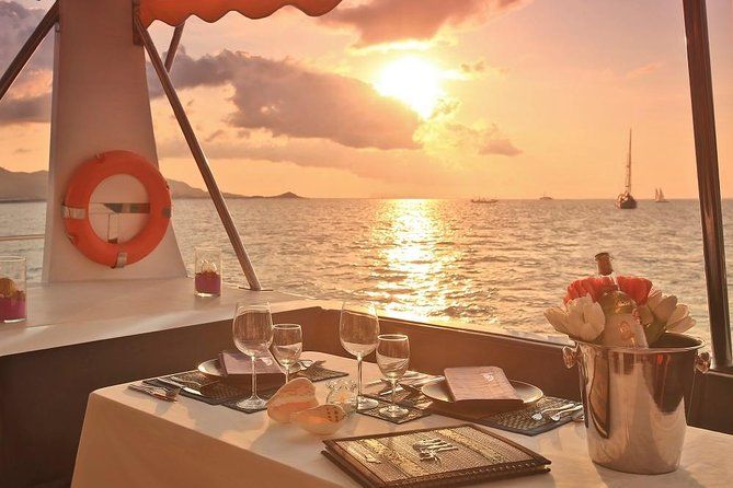 A sunset dinner for 2 aboard a yacht. 