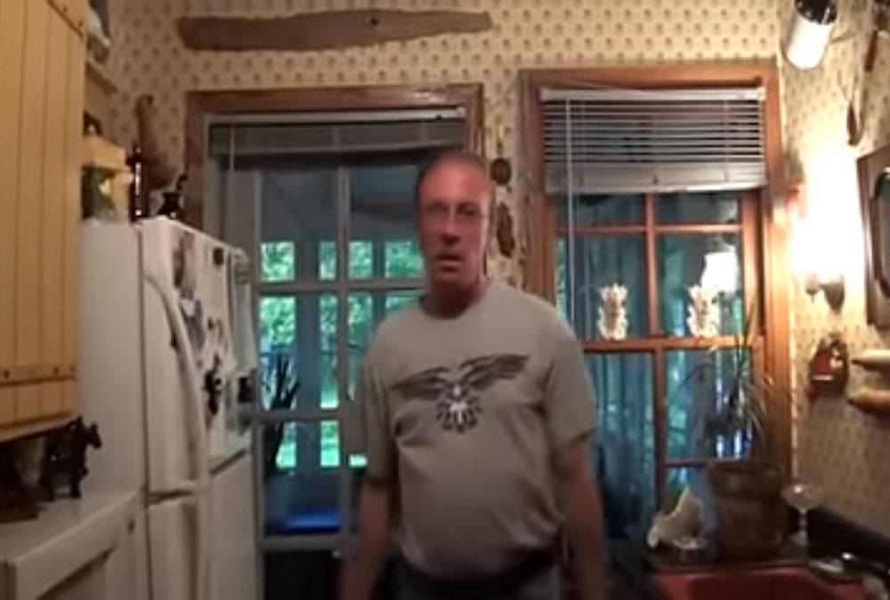 The man, absolutely shocked by the paranormal events that have unfolded before him.