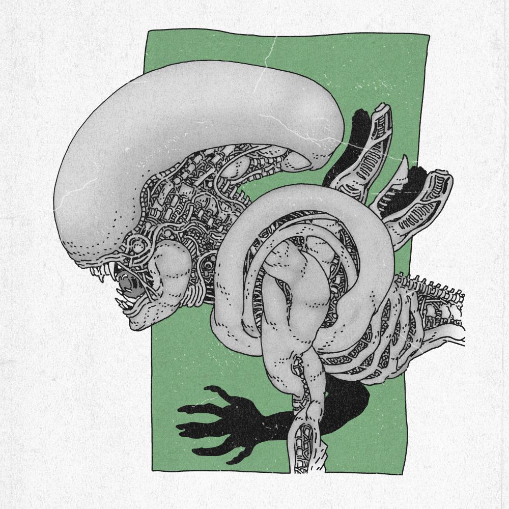 Side profile illustration of the Xenomorph from Alien