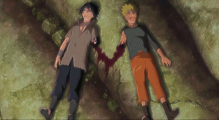 Sasuke and Naruto unison symbol at final valley 
