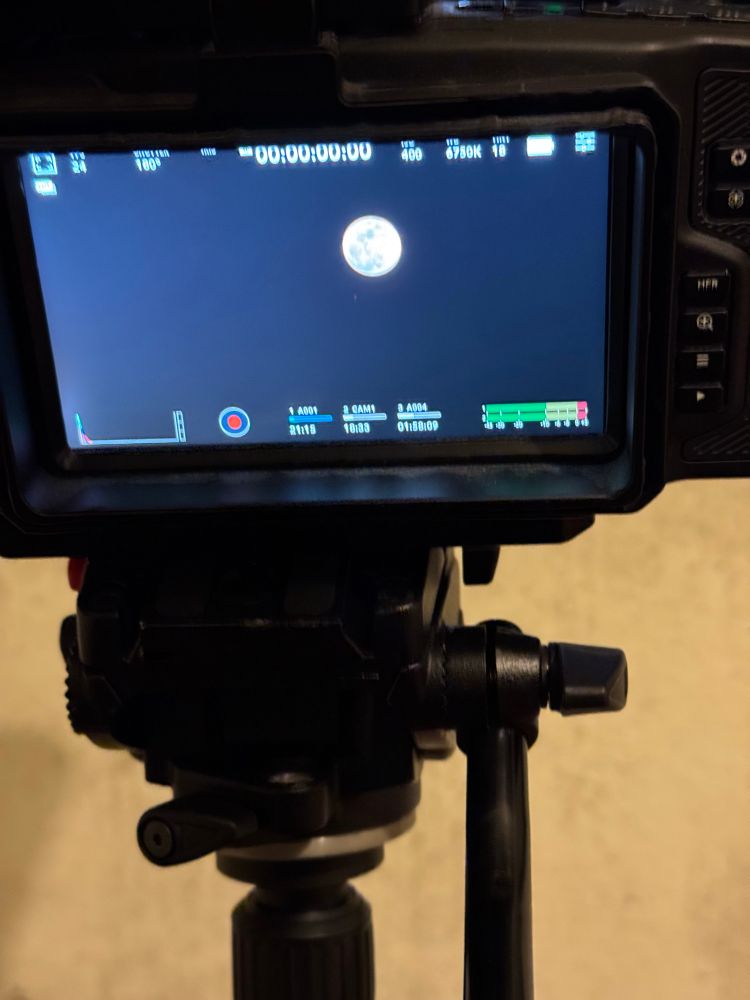 The viewer of a digital camera shows the full moon 