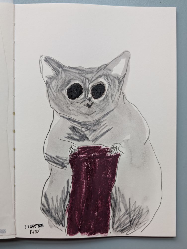 Drawing of a bush baby in my sketchbook 