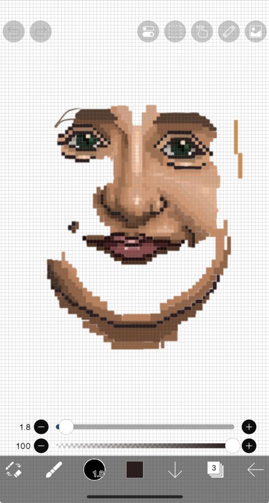 Unfinished pixel art portrait 