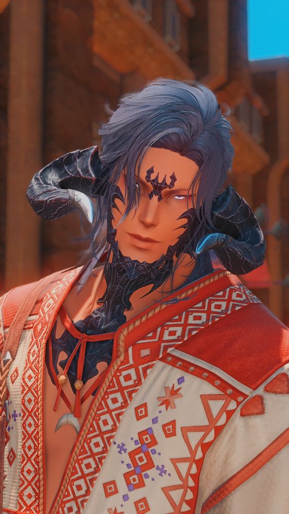 sayana with a male au ra model. 
