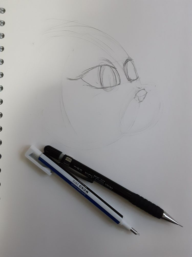 1. Beginning initial layout of line art