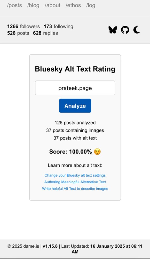 Bluesky alt rating for prateek.page
