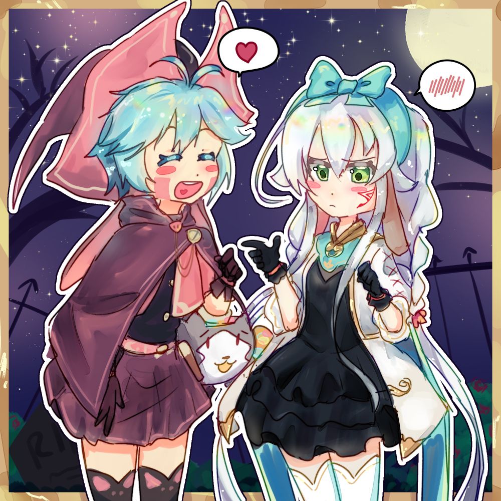 Milly and Tilly going trick or treating dressed as Pieberry and Airene

If anyone makes a comment about them being white when the characters are brown I will blow you up