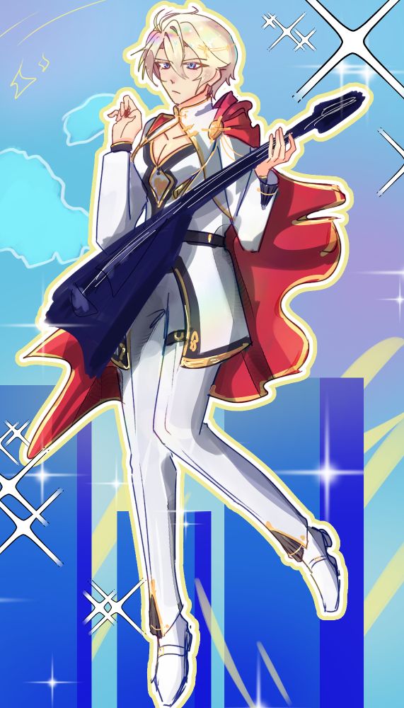 Jusis dressed similarly to Rean from the Falcom jdk band art recently released - his colours are swapped to be opposite to Rean as usual
