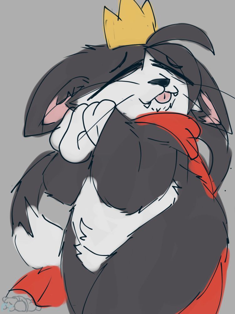 The anthropomorphic tuxedo cat who wears a golden crown, red cape and gloves that is Cait Sith from Final Fantasy VII has found himself looking kind of down as he holds both of his paws close to his face as he looks to someone with both of his ears down