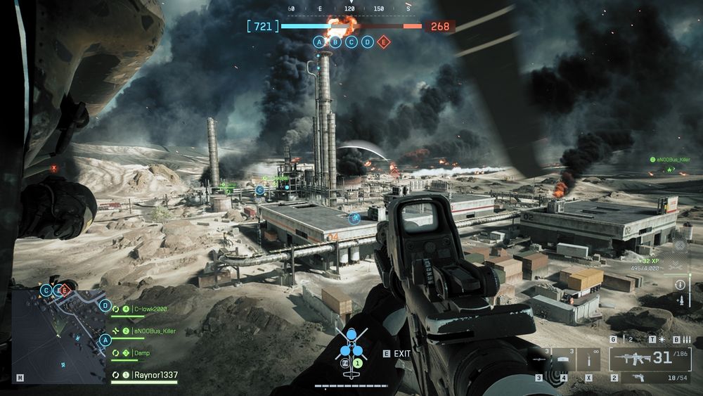 screenshot of the map Operation: Firestorm on top of a helicopter from Battlefield 6 