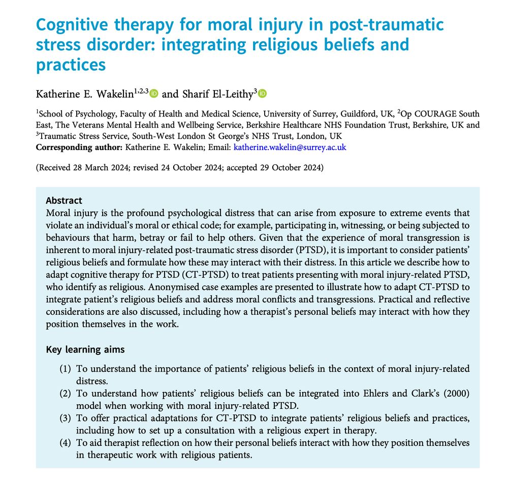 Abstract screenshot   https://www.cambridge.org/core/journals/the-cognitive-behaviour-therapist/article/cognitive-therapy-for-moral-injury-in-posttraumatic-stress-disorder-integrating-religious-beliefs-and-practices/412C2F692DAF3EAEABD52B8D4A347832
