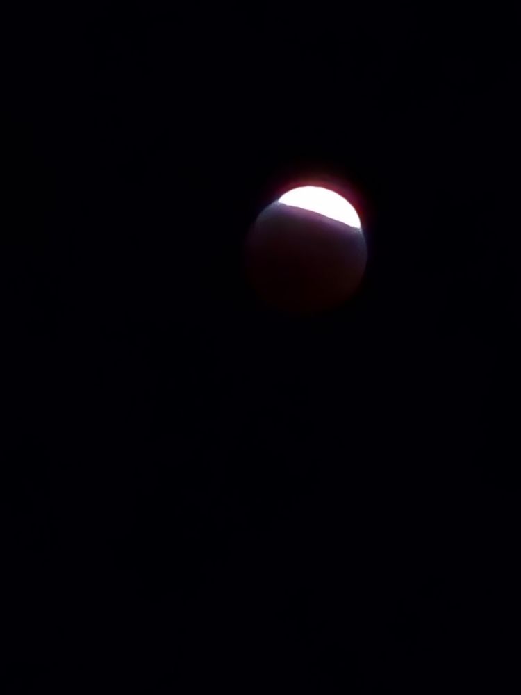 Blood moon starting to fully cover the moon