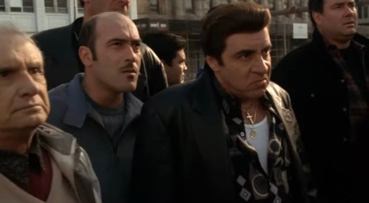 Scene from Sopranos where the guys show up to protest in favor of Christopher Columbus. 