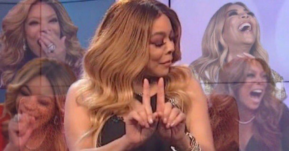 A collage all showing the same woman screaming with laughter