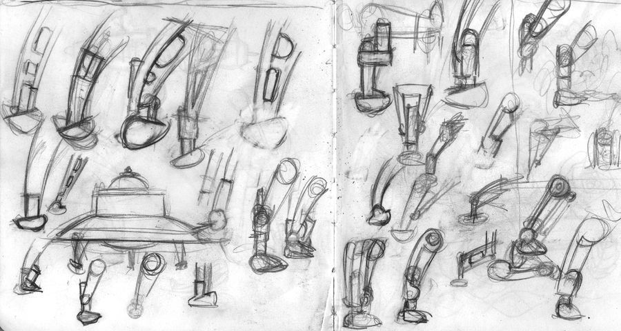 pencil sketch concepts of UFO landing