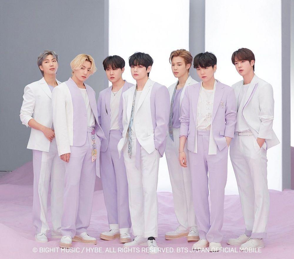 Bts ot7 photo from The Best Japanese Album in lavender and white suits