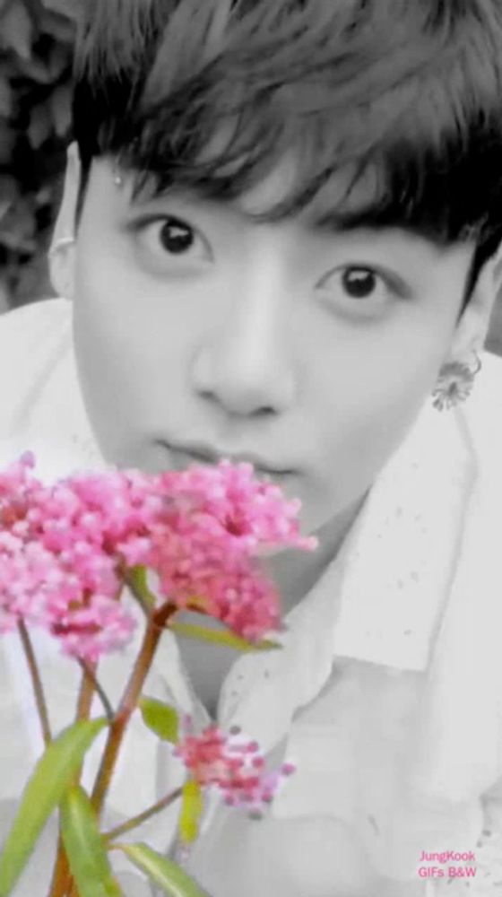 Jungkook Black And White Jungkook Flower GIF